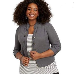 Maurice’s military style grey blazer size 0x plus